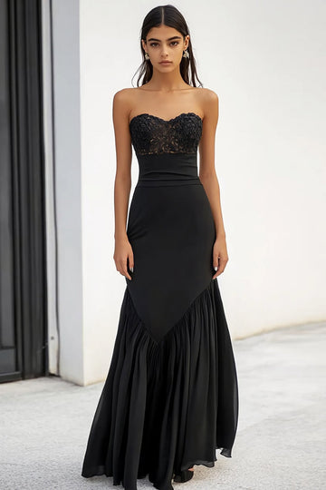 Robe longue formelle noire Sweetheart